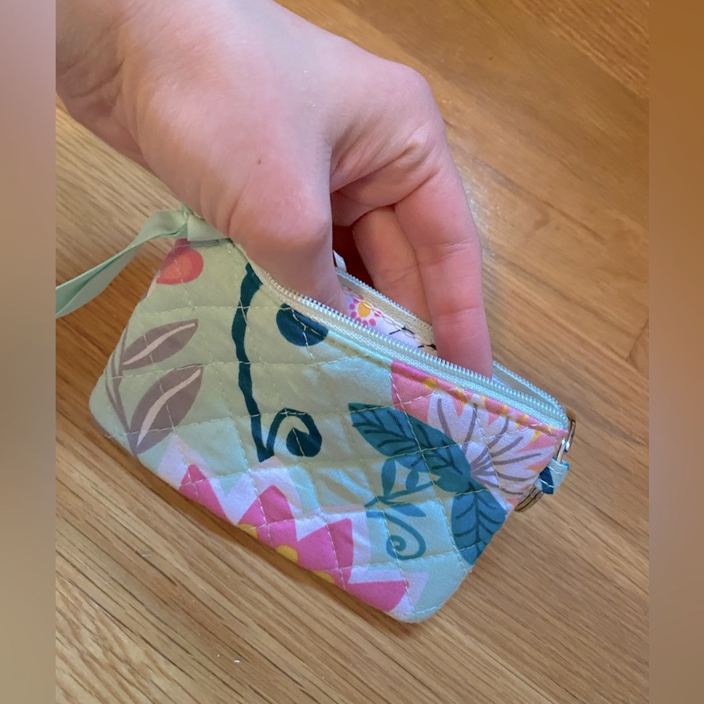 Vera Bradley light blue keychain wallet with floral pattern